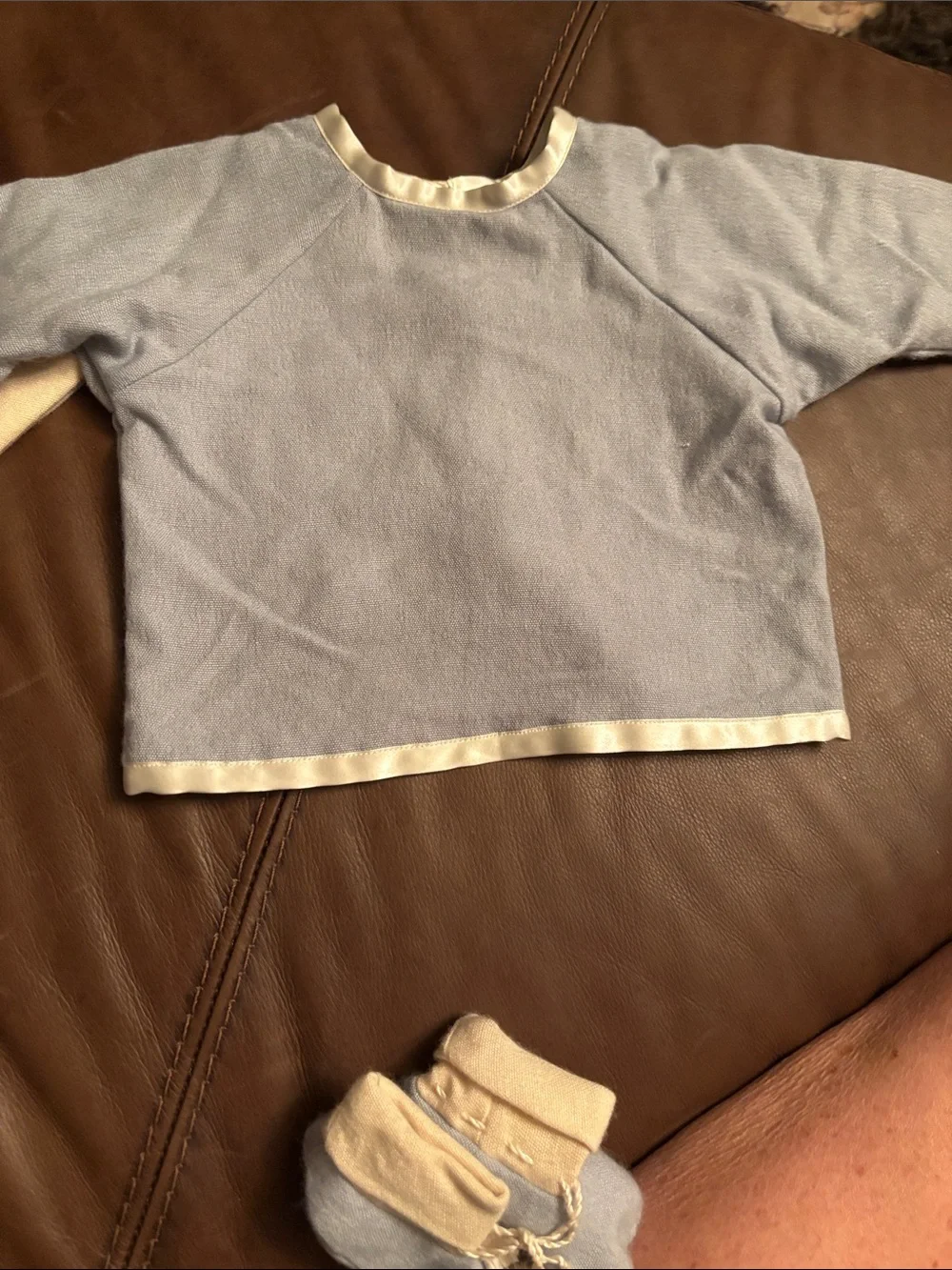 Pashmina Baby by Two Porters Light Blue Baby Jacket Matching Hat/ booties